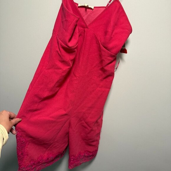 MAJE Isadora Corded Lace Trimmed Crepe Combi Playsuit Romper Fushia Pink NWT SZ2 - Picture 4 of 11